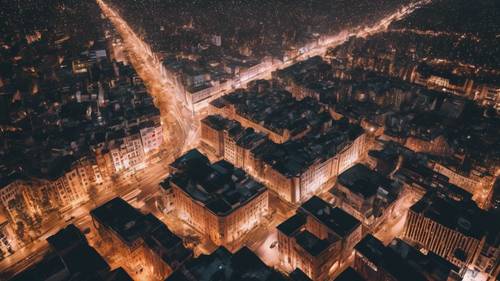 Aesthetic quotes appearing as twinkling lights in a city seen from above.