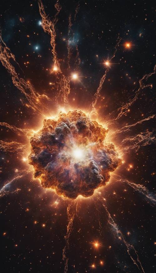 Eine Supernova-Explosion, die die Dunkelheit des Weltraums erhellt.