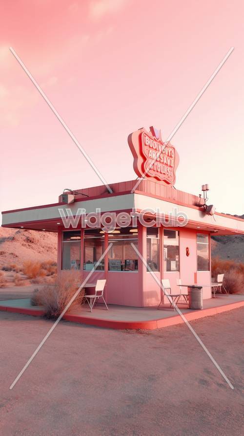 Pretty Pink Diner in the Desert