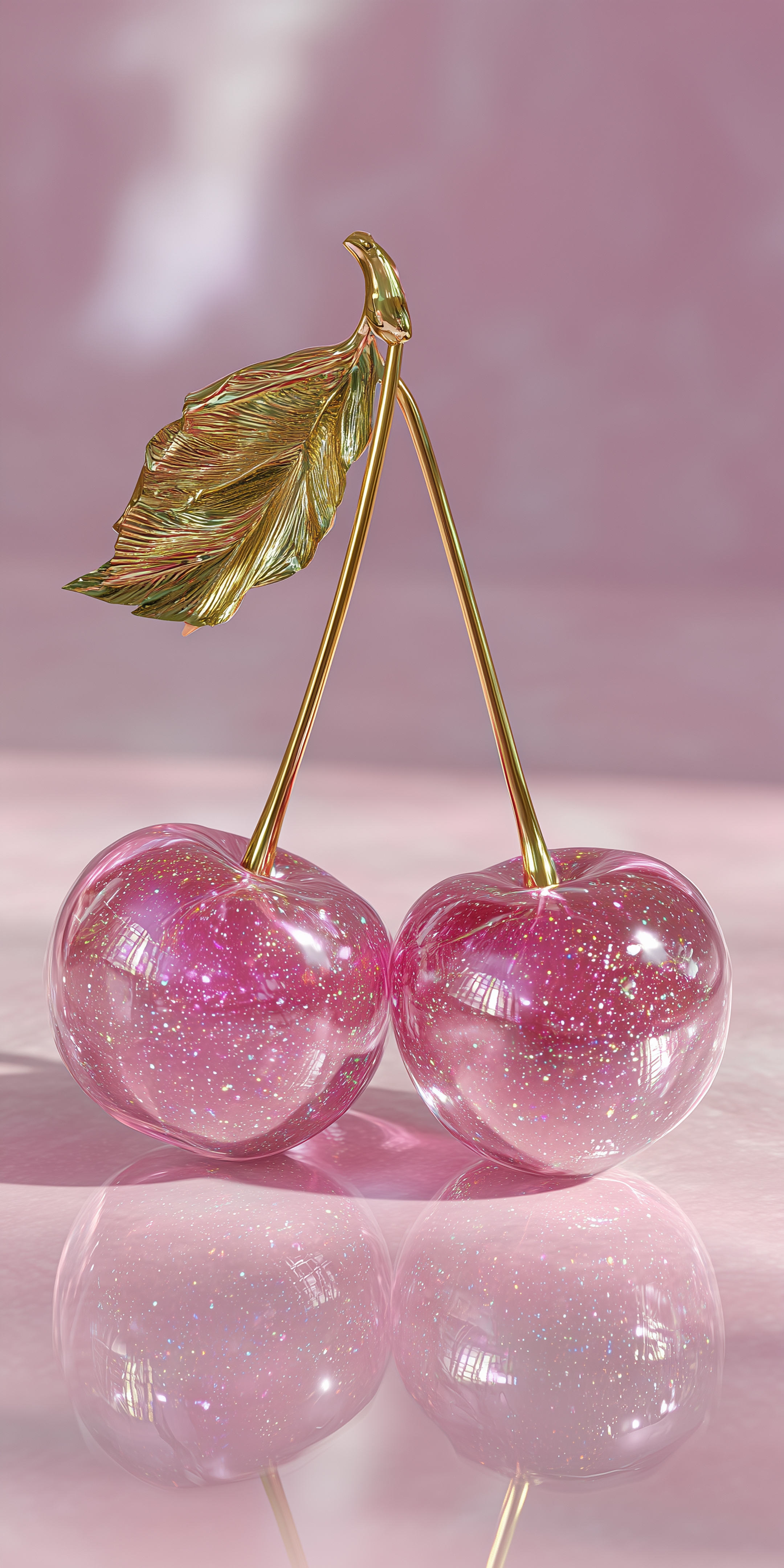 Sparkling Pink Cherries Art Wallpaper[065e231af3f946098e8c]