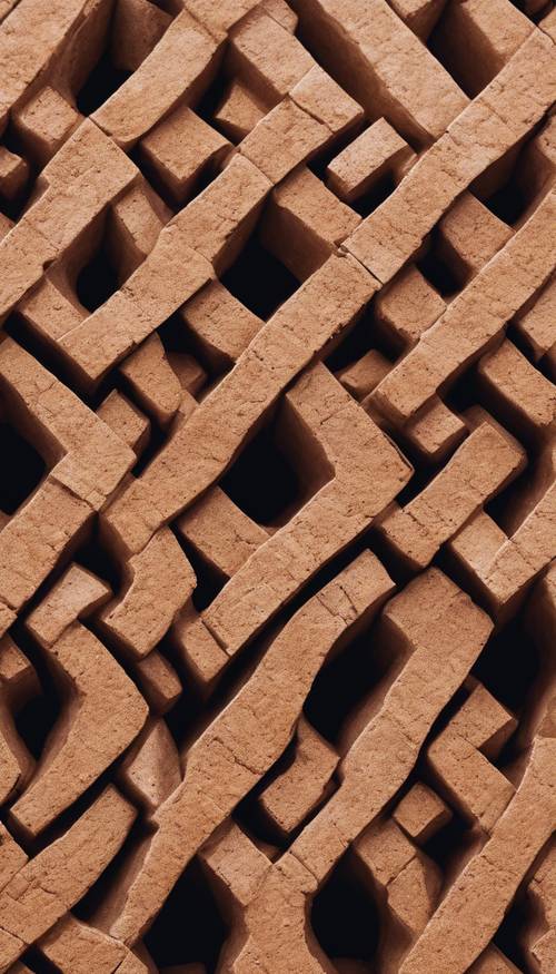一种由棕褐色砖块制成的复杂的凯尔特结式设计。