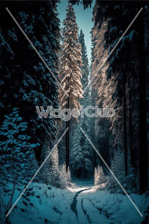 Chemin forestier d&#39;hiver enchanté