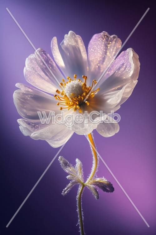 Волшебный фиолетовый цветок ярко сияет