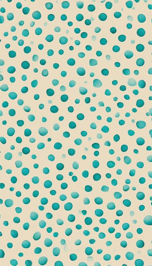 Turquoise polka dots pattern on a cream background