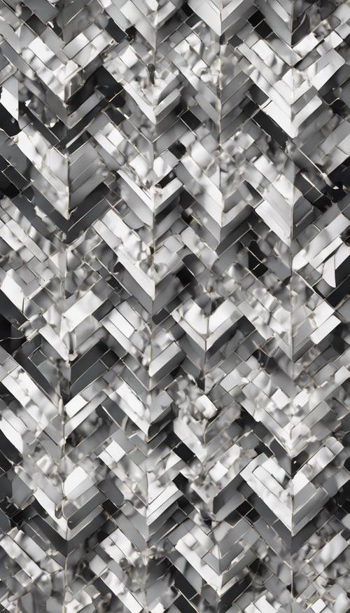 An abstract geometric pattern in various shades of gray and white.