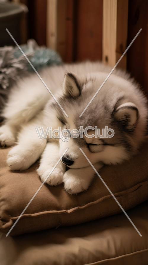 Uyuyan Fluffy Köpek Yavrusu Ekranınız için Mükemmel