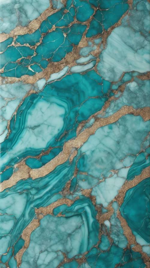 Precisely cut teal marble tile with smooth surface and glossy finish. Tapet [c290e89919c8442fa7ea]