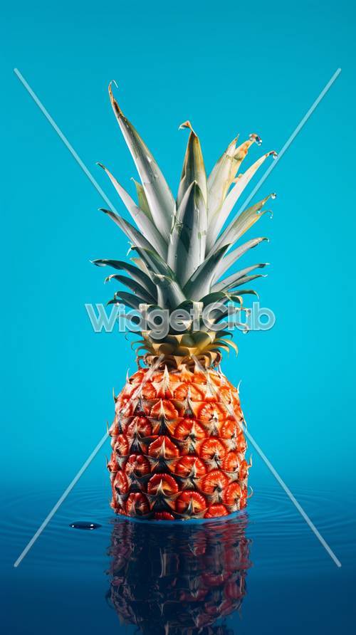 Bright Pineapple on Blue Background
