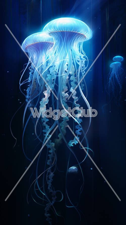 Glowing Jellyfish Under the Sea