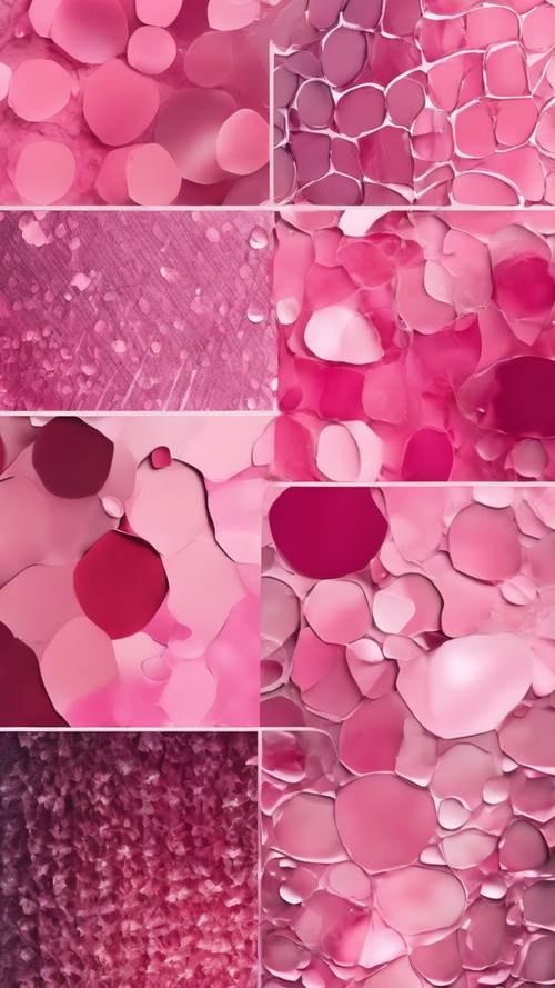 Collage artistique de motifs roses abstraits.
