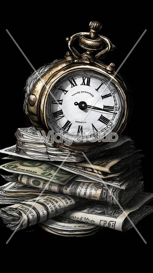 Time and Money Vintage Art