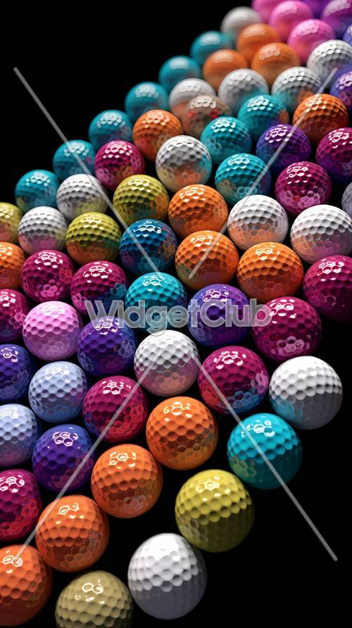 Exhibición colorida de pelotas de golf