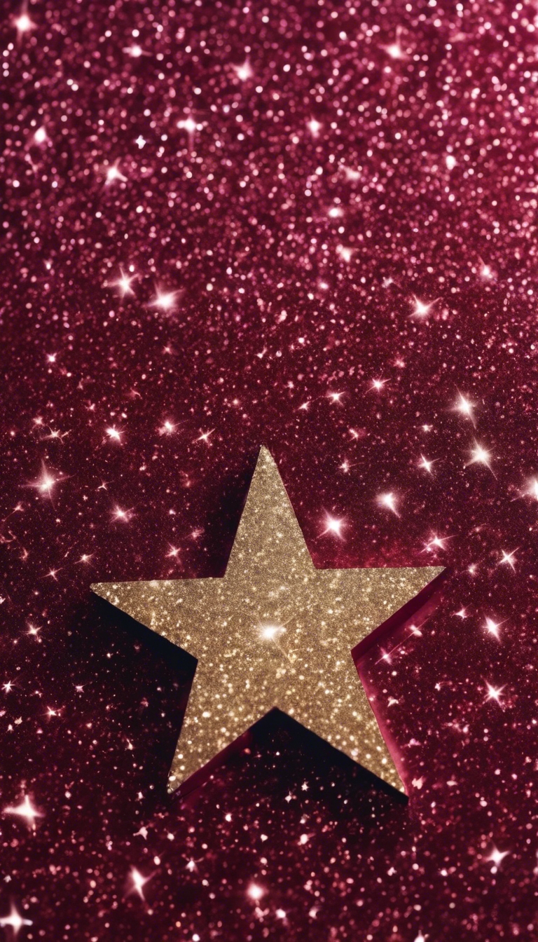 Highly reflective burgundy glitter in a star-shaped pattern. Divar kağızı[67e8d464ef8a411795f2]