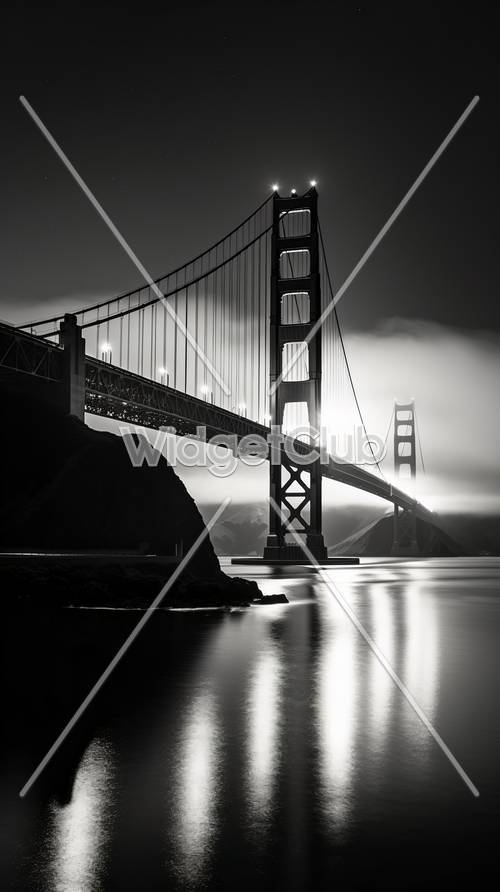 Потрясающий ночной вид на знаменитый мост Сан-Франциско