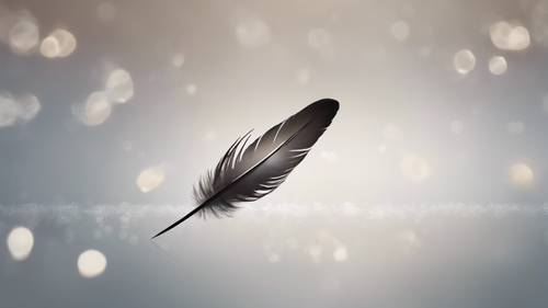 A minimalist design of a feather falling with the quote 'Life's a breeze.'