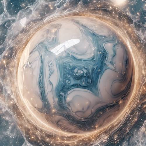 An isolated shot of a mesmerizing marble with an internal pattern resembled a galaxy.