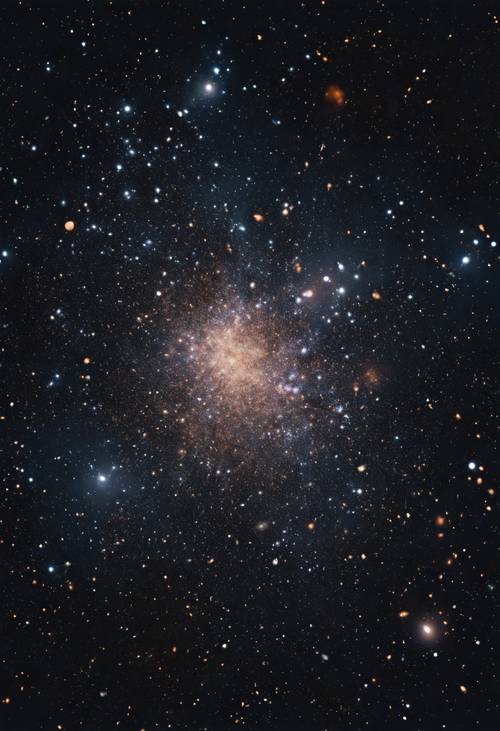 Widok gęstej, ciemnej gromady gwiazd tworzącej fascynujący wzór astralny na nocnym niebie.