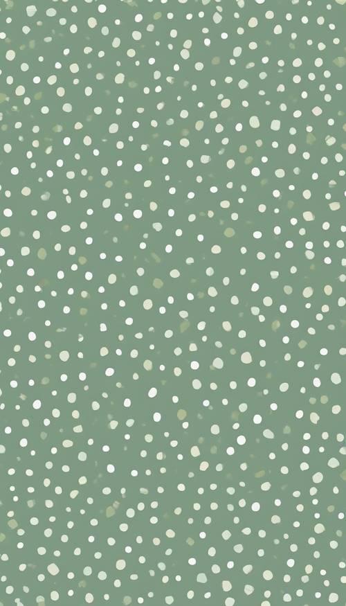 Polka dot pattern with sage green background Tapet [842ef5b28f4248f8994a]
