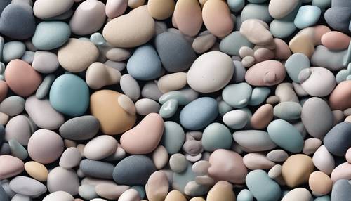 Seamless pattern inspired by pastel beach pebbles scattered randomly.