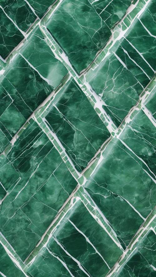 독특한 흰색 선 패턴이 있는 녹색 대리석 질감의 클로즈업