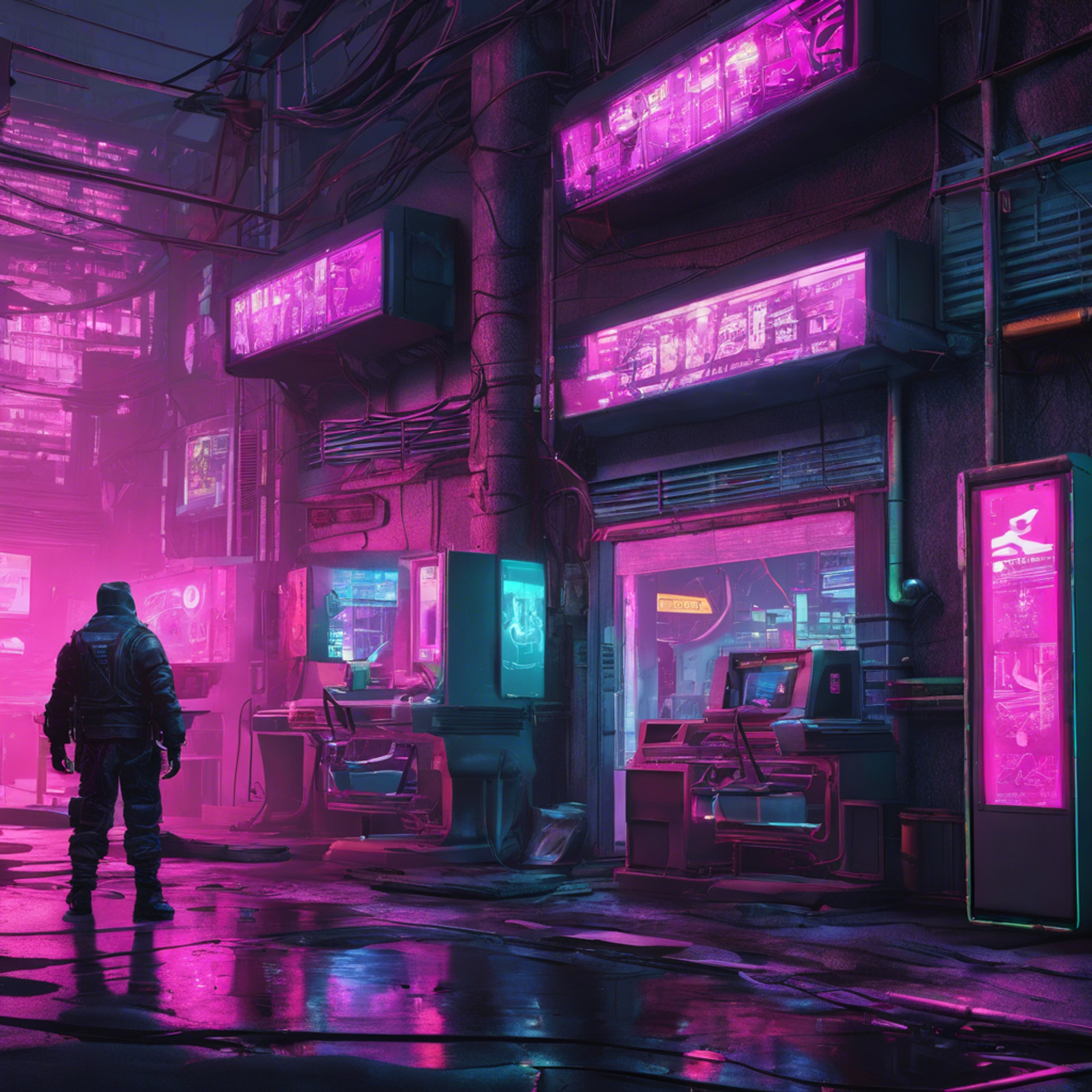 Realistic screenshot of a stealth game set in a dark urban environment. Tapeta[5a21d0479e9a4654803b]