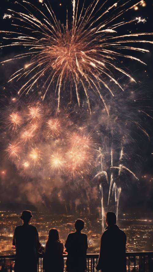 Cảnh quan thành phố rực sáng với pháo hoa để chào mừng ngày 4 tháng 7 với sự kinh ngạc của các gia đình.