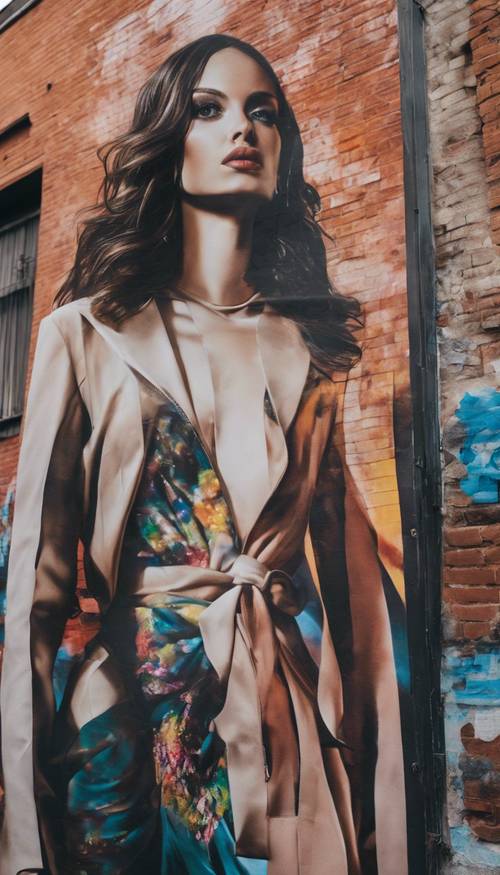 A mural in Milan presenting a bustling fashion runway show, hinting at the city's deep connection with the fashion industry. Tapeta [a8208dfef07d4313a875]