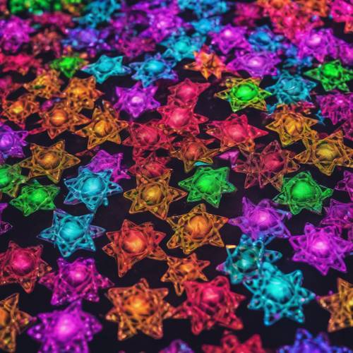 Psychedelic pattern with Razer Stargazers scattered in vibrant colors.