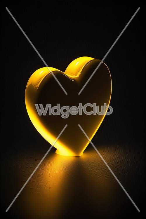 Glowing Golden Heart on Dark Background