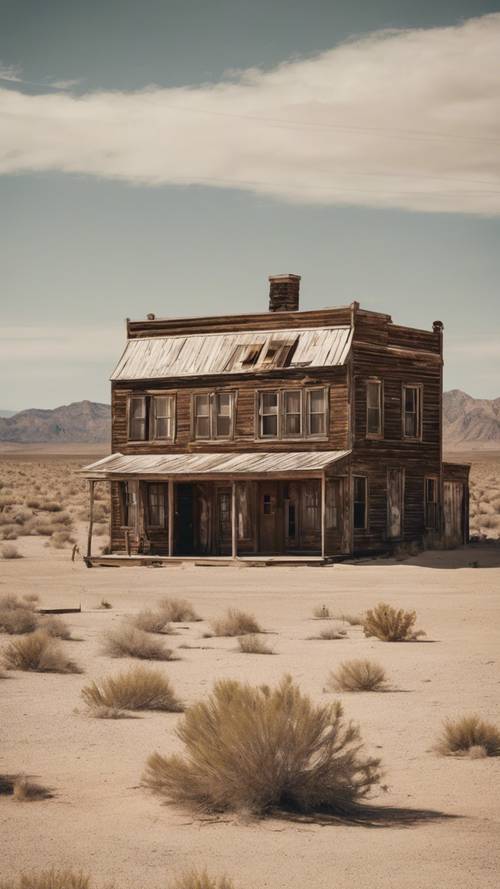 An old western ghost town located in the heart of an inhospitable sandy desert.