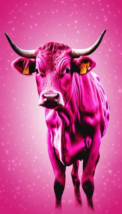 Estampados de vaca de color rosa intenso, llamativos y de gran escala, que crean un patrón dinámico y de alto contraste.