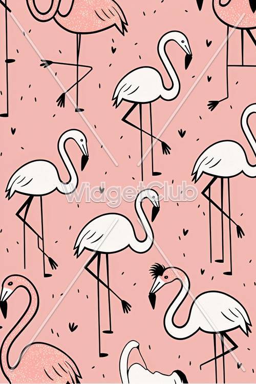 Flamingo Merah Muda dengan Latar Belakang Lucu
