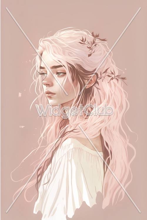 Enchanting Pink-Haired Elf Girl Art Tapeta [02381f412e654cbbab90]