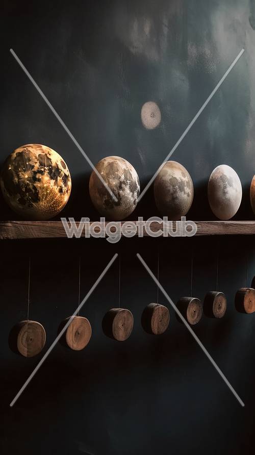 Các hành tinh và mặt trăng được trưng bày