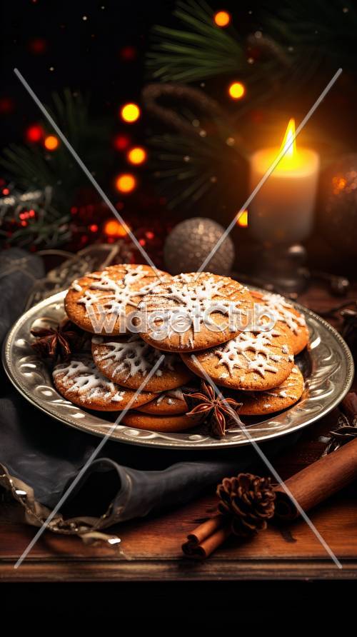 Biscotti natalizi su un piatto festivo