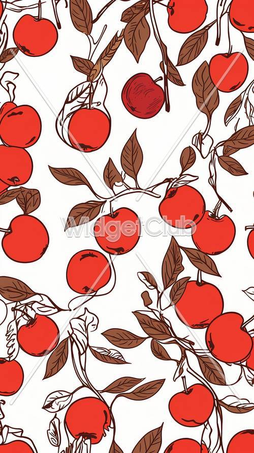 Padrão de maçãs coloridas em galhos