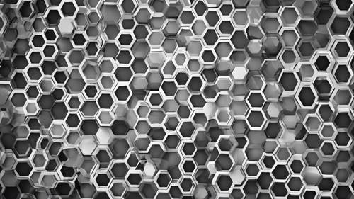 Un motif géométrique moderne avec des hexagones qui se chevauchent dans une palette de couleurs en niveaux de gris.