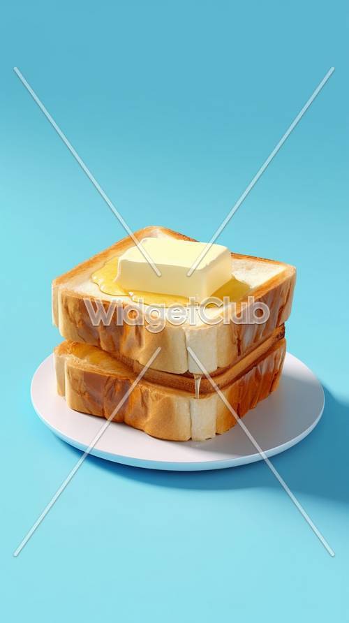 Geschmolzene Butter auf Toast-Stapel