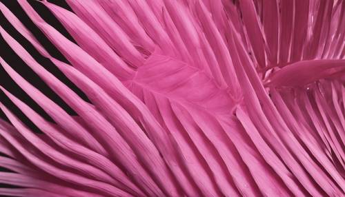 A pop-art inspired composition featuring a bold, pink palm leaf.