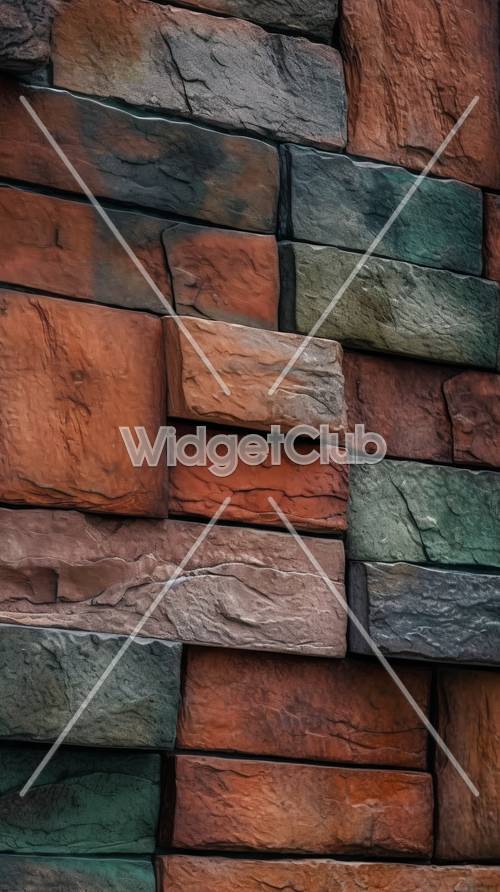 Kolorowe kamienne cegły na ekranie