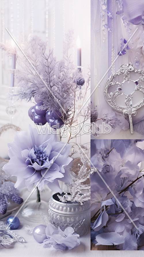 Fantasia di fiori viola e decorazioni