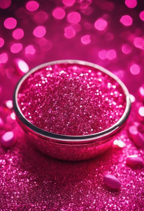Glitter rosa acceso accentuati da un&#39;illuminazione drammatica.