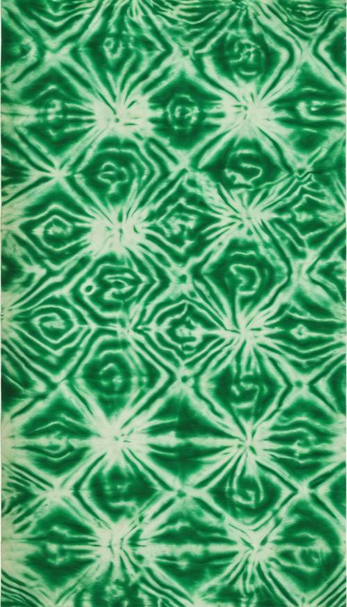Green tie-dye pattern on a bandana laid out flat.