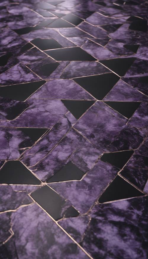 Sàn được thiết kế bằng đá cẩm thạch đen với nhiều chi tiết màu tím.