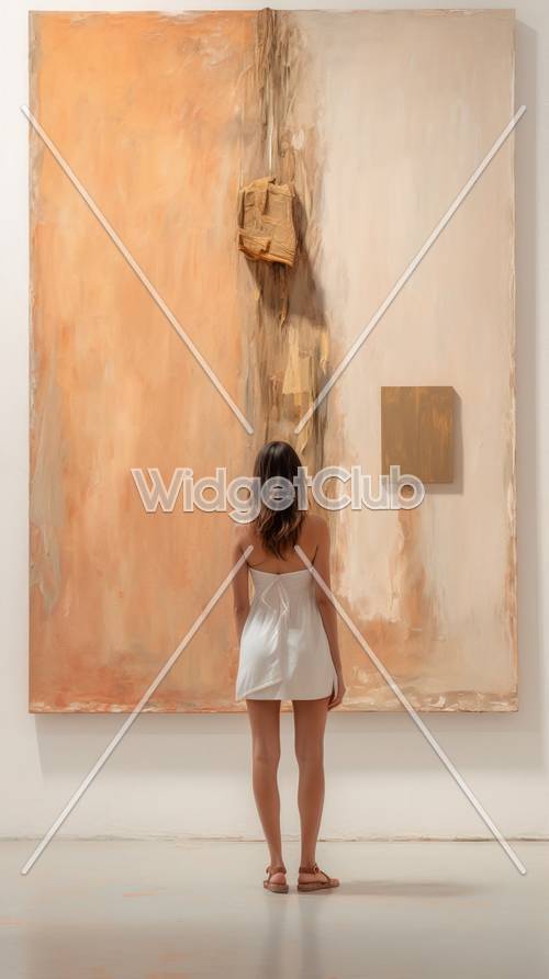 Peaceful Woman Viewing Abstract Art