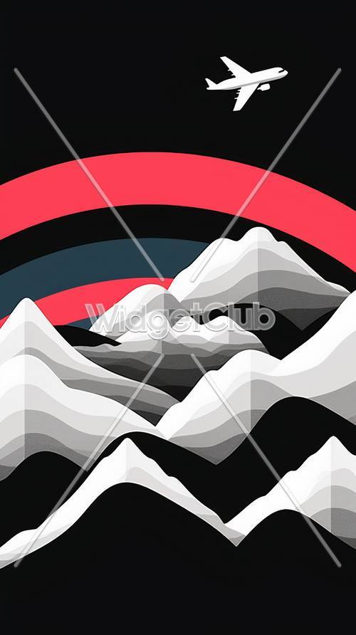Abstract Red and Black Mountain Design
