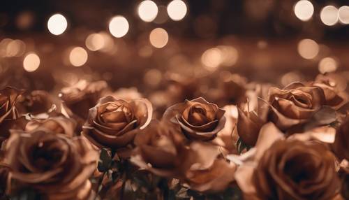 Một sự thể hiện trừu tượng về hương thơm của hoa hồng nâu tràn ngập không khí ban đêm.
