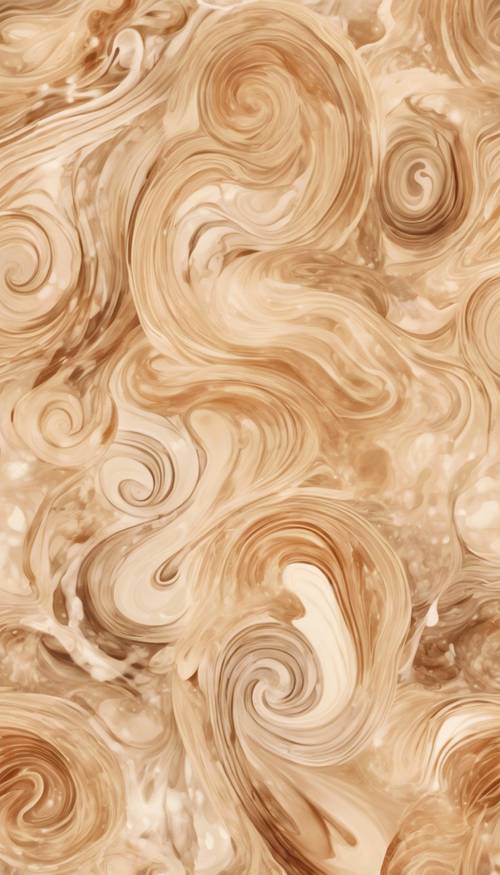 Bermacam-macam pusaran cat air berwarna coklat muda membentuk lingkaran mulus yang berkesinambungan.