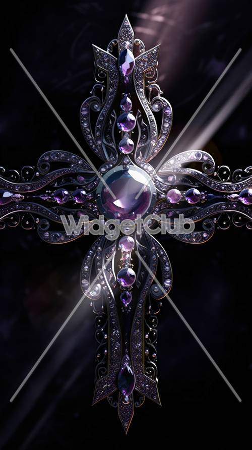 Purple Gemstone Cross Design