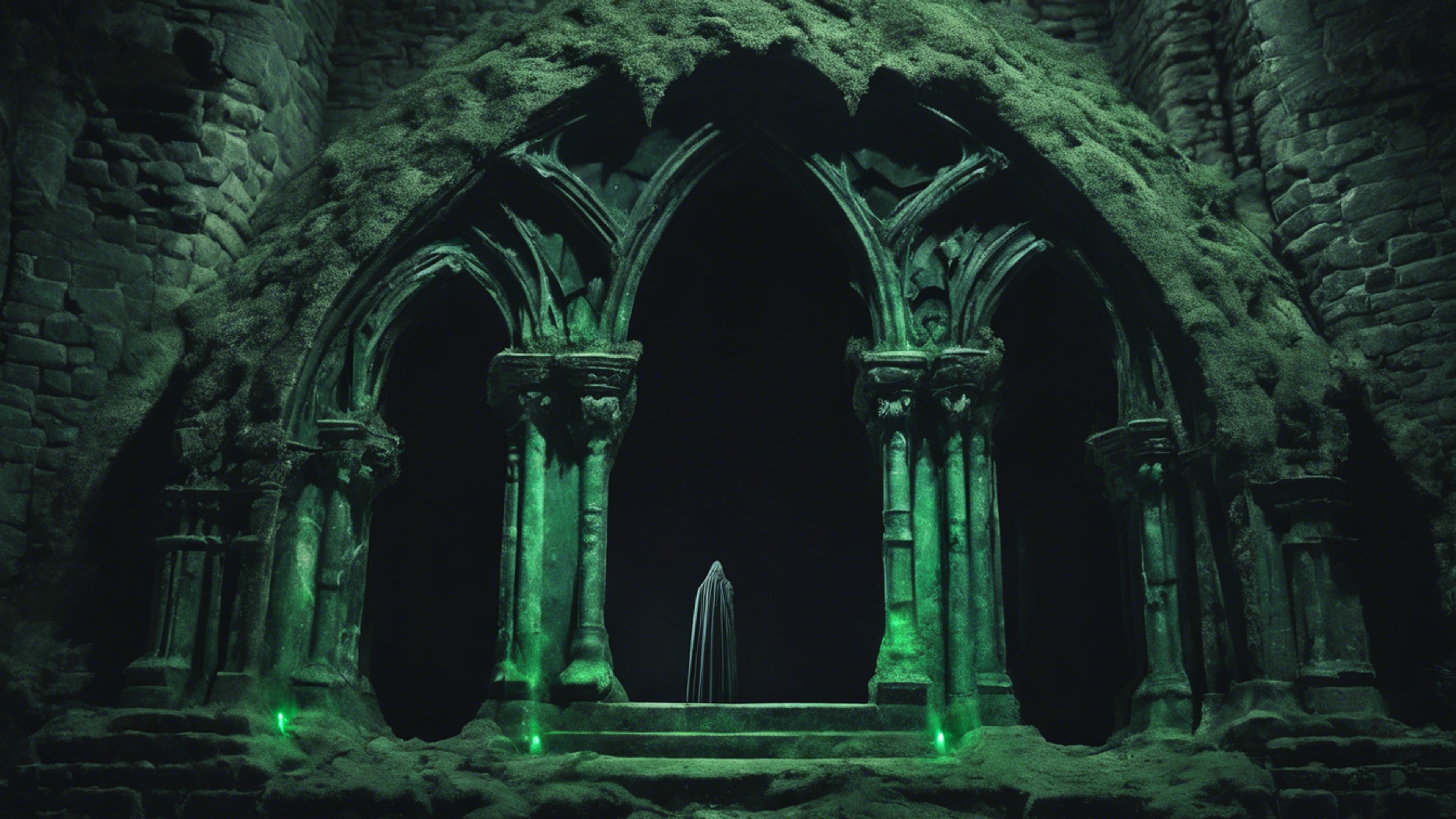 Green hands emerging from a black gothic crypt at moonlit night. Wallpaper[aa74255179ca4f358c17]